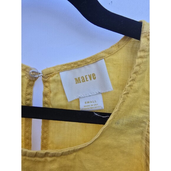 Anthropologie Maeve Linen Swing Tank Top Bright Yellow  Sleeveless Sunshine S - Picture 4 of 6